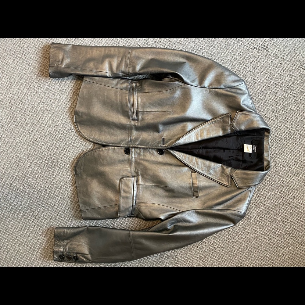 Metallic real leather jacket